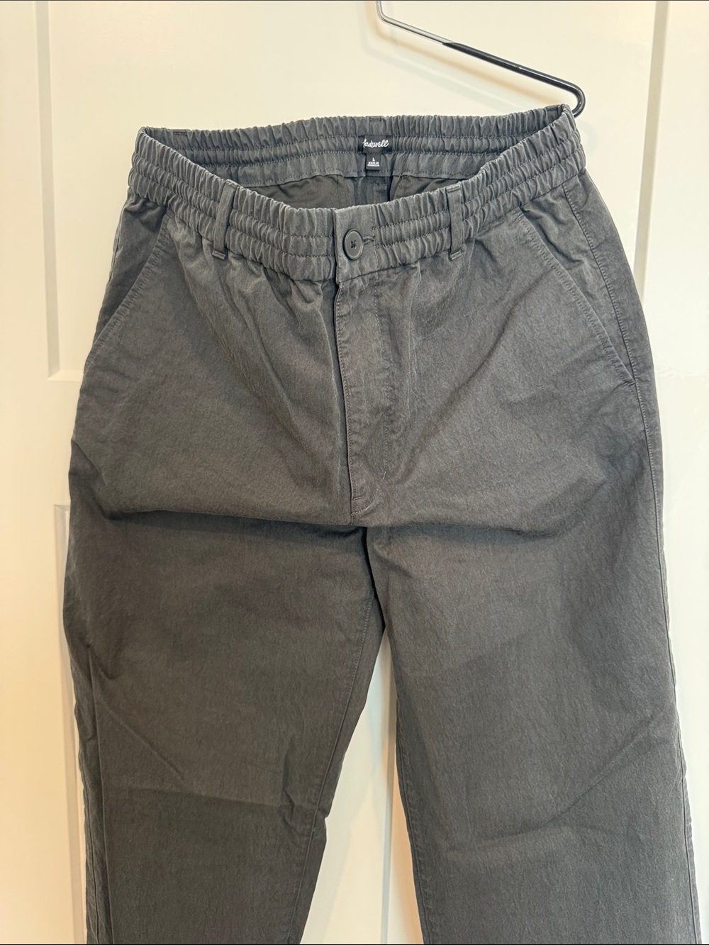 Madewell Men's Elastic-Waist Chino Casual Pants - Charcoal Sz L NWOT